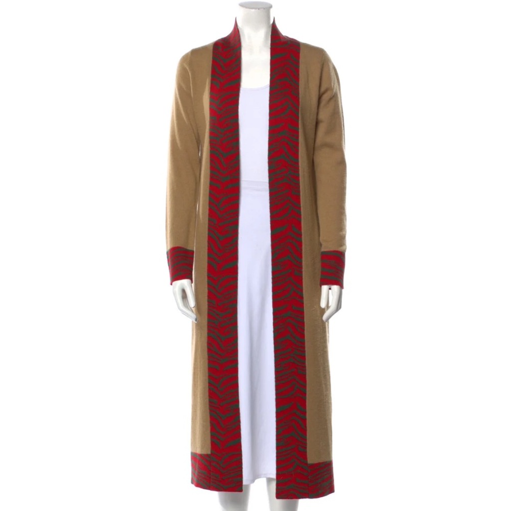 Madeleine Thompson‎ Wool Cashmere Blend Striped Duster Cardigan Sweater